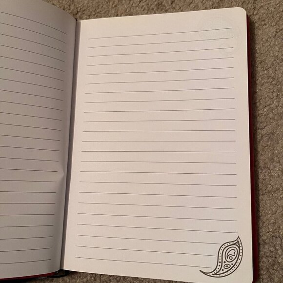 Pink/Red Paisley Faux-Leather Hardcover Lined Journal w/ Ribbon Bookmark - Picture 6 of 8